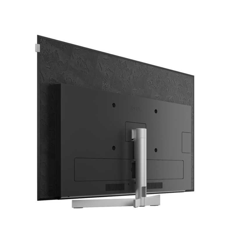 TV Loewe stellar 48 Tizen — acabado aluminio negro con trasera lava.