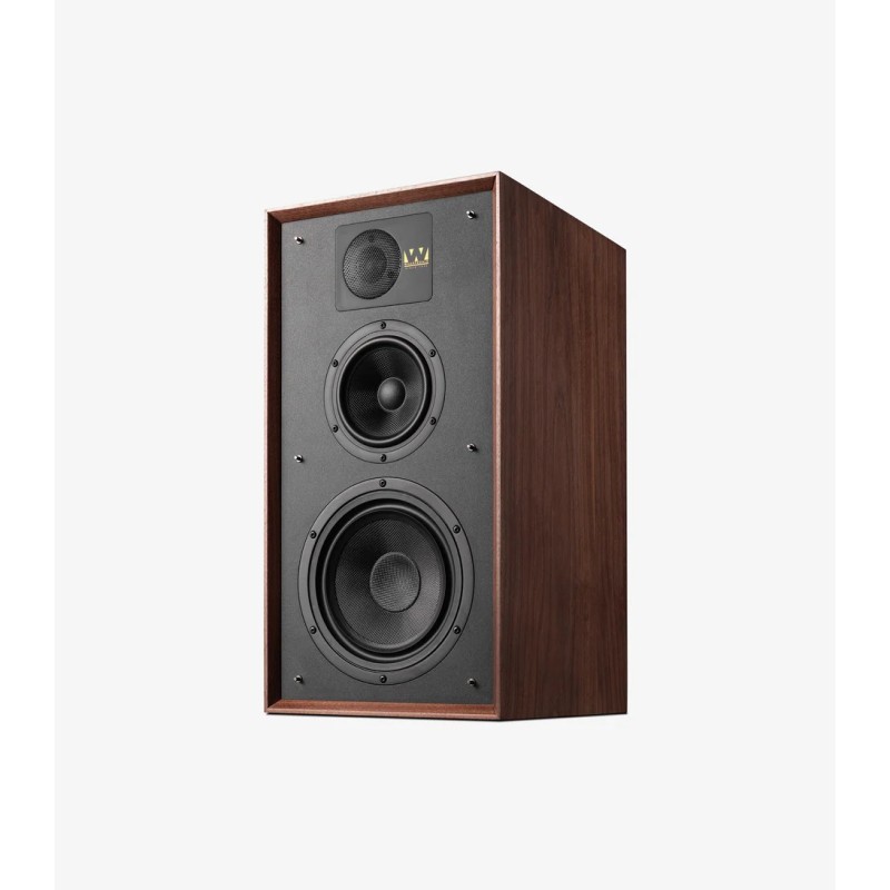 Wharfedale Linton Nogal — vista tres cuartos lateral