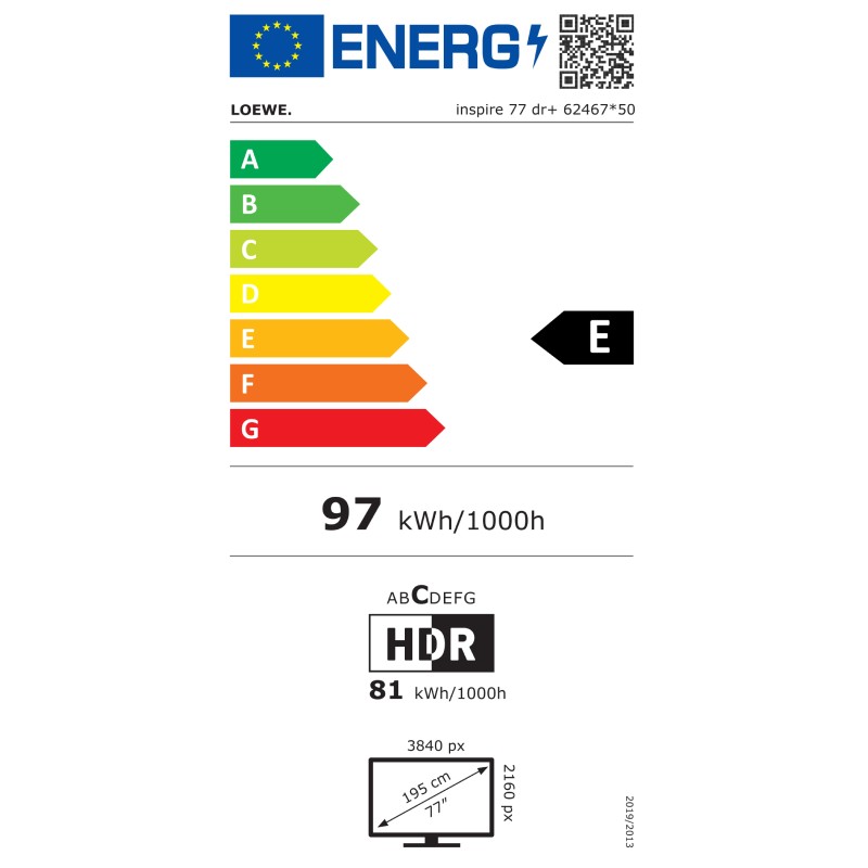 TV Loewe inspire 77 OLED en Basalt Grey -Etiqueta energética