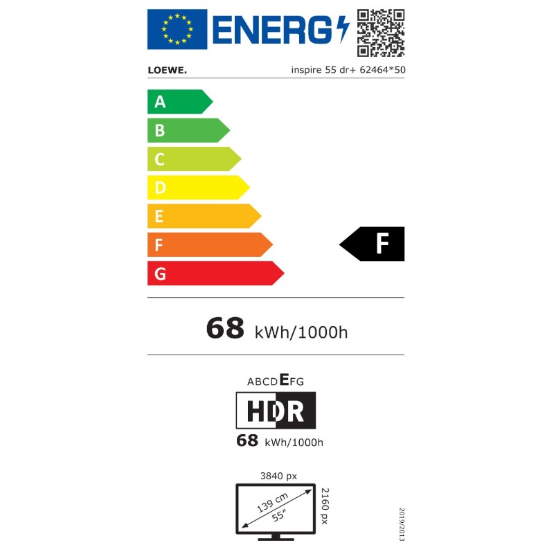 TV Loewe inspire 55 OLED Basalt Grey — etiqueta energética