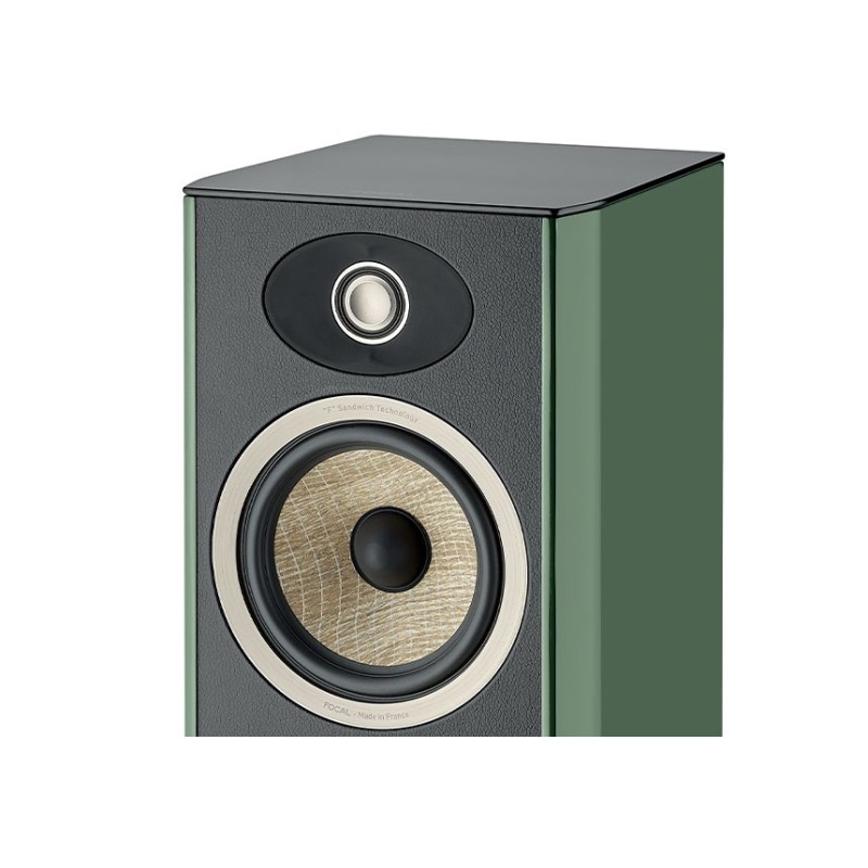 Focal Aria Evo X N1 — altavoz de estantería en Moss Green, vista tres cuartos