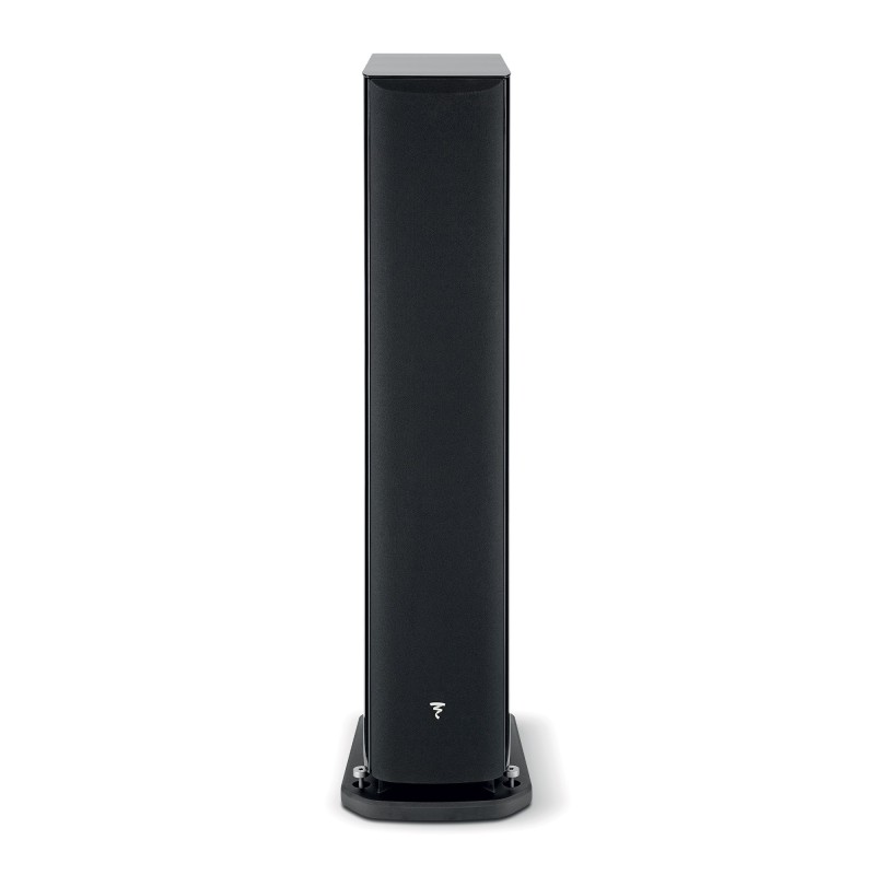Focal Aria Evo X N3 — columna de 3 vías Black High Gloss, vista frontal con rejilla puesta
