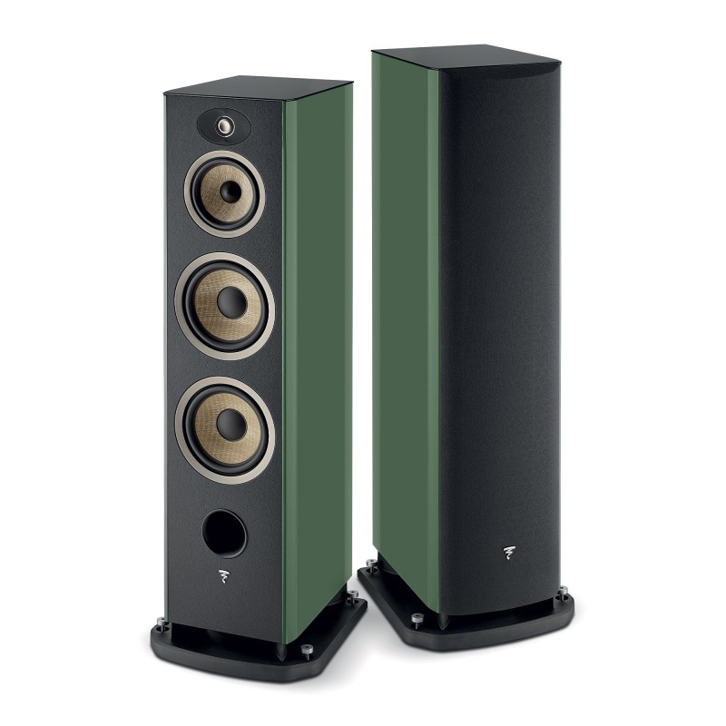 Pareja Focal Aria Evo X N4 Moss Green high gloss-vista frontal lateral