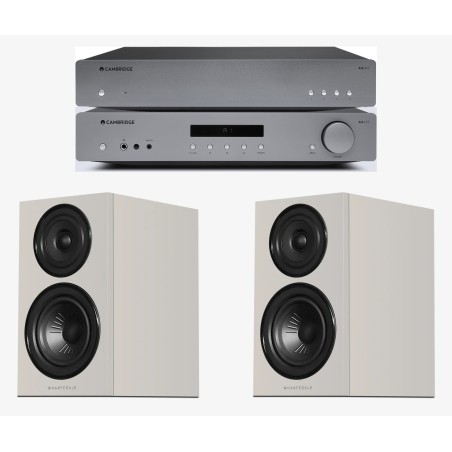 Cambridge Audio AXA35 + Cambridge Audio AXN10 + Wharfedale Diamond 12.1i stone grey vista frontal