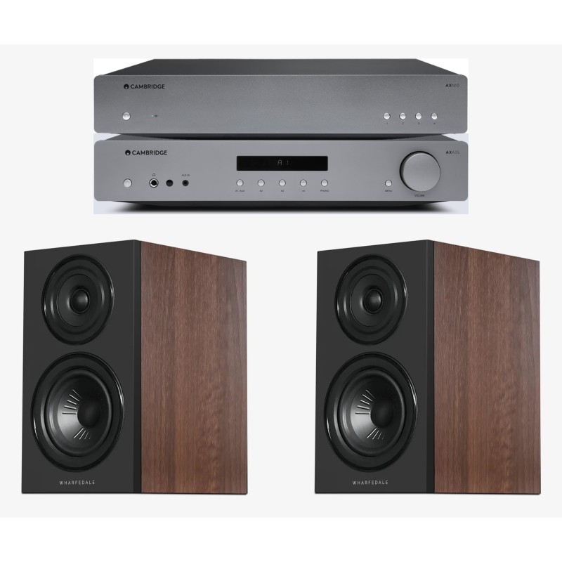 Cambridge Audio AXA35 + Cambridge Audio AXN10 + Wharfedale Diamond 12.1i Classic Walnut vista frontal