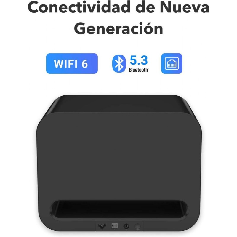 WiiM Sub Pro Subwoofer Activo negro — vista posterior conexiones
