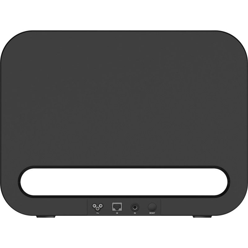 WiiM Sub Pro Subwoofer Activo negro — vista posterior con conexiones