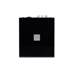 REL Tzero MKIII negro | Subwoofer Compacto vista superior con detalle conexiones traseras