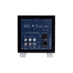 REL Tzero MKIII negro | Subwoofer Compacto vista trasera conexiones