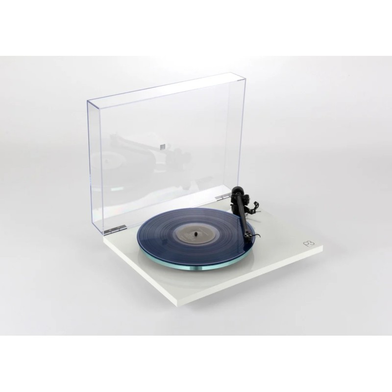 Rega Planar 3 Blanco — vista cenital con tapa abierta