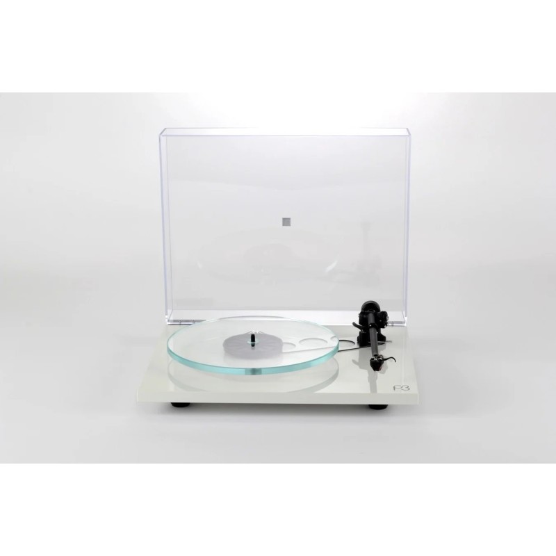 Rega Planar 3 Negro — vista frontal tapa abierta