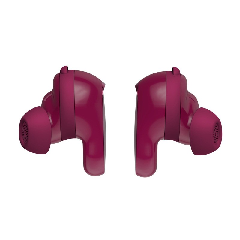 Bose QuietComfort Ultra Earbuds (2.ª gen) en Deep Plum, vista lateral de los dos auriculares con las puntas