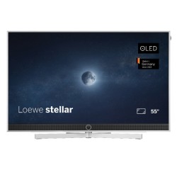TV Loewe stellar VIDAA 55 — acabado aluminio con trasera de hormigón.