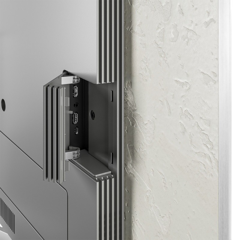 TV Loewe stellar VIDAA 55 — acabado aluminio con trasera de hormigón.