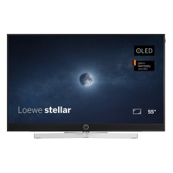 TV Loewe stellar VIDAA 55 — acabado aluminio negro con trasera lava.