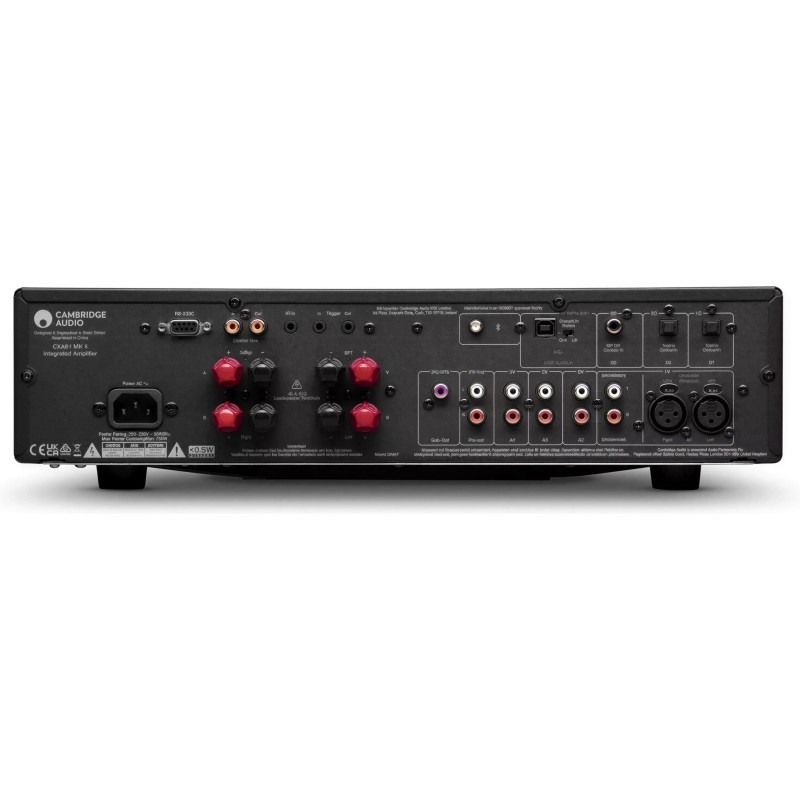 Cambridge Audio CXA81 MkII Negro — detalle trasero con entrada XLR y terminales de altavoz