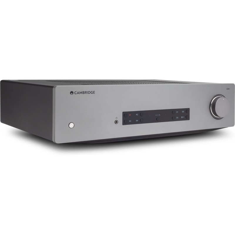 Cambridge Audio CXA81 MkII Lunar Gris — detalle del frontal y la rueda de volumen