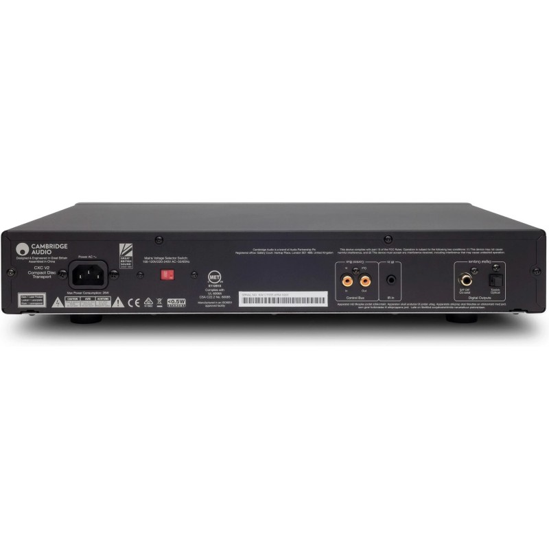 Cambridge Audio CXC v2 Lunar Gris — panel trasero con salidas coaxial y óptica