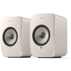 KEF LSX II LT Stone White — par de altavoces activos con HDMI eARC, vista frontal | Stella AV
