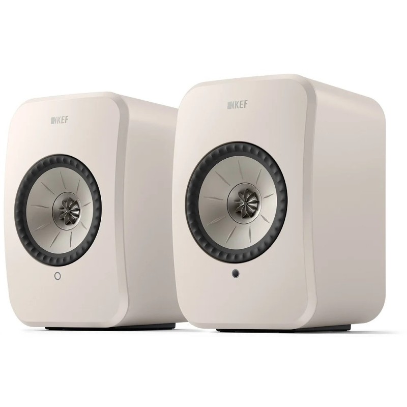 KEF LSX II LT Stone White — par de altavoces activos con HDMI eARC, vista frontal | Stella AV