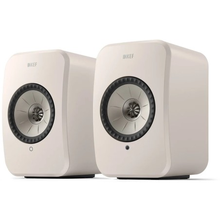KEF LSX II LT Stone White — par de altavoces activos con HDMI eARC, vista frontal | Stella AV