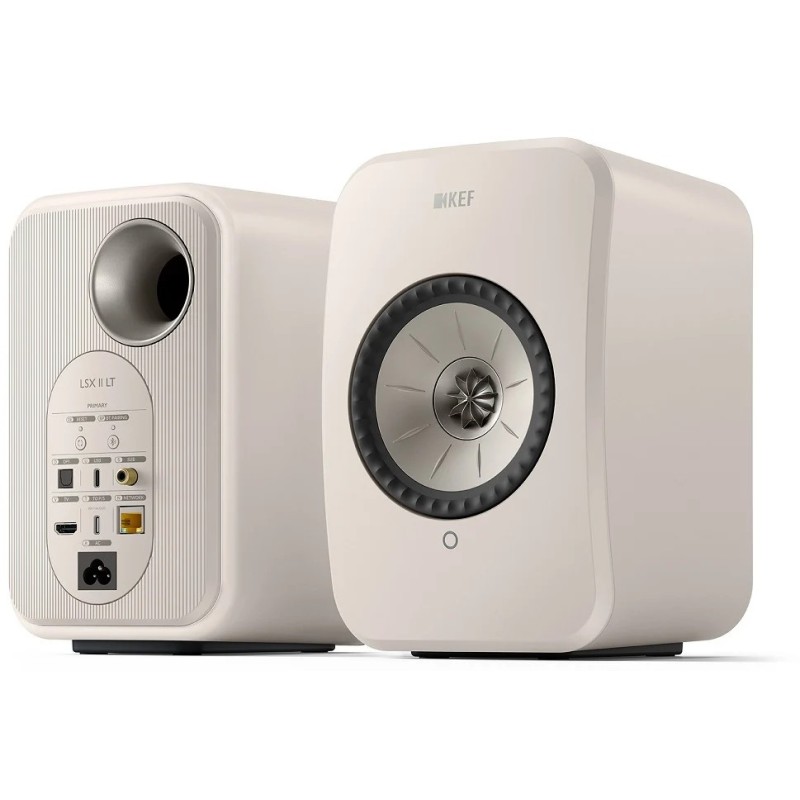 KEF LSX II LT Stone White — par de altavoces, vista frontal