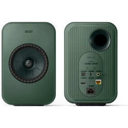 KEF LSX II LT Sage Green — altavoz individual, vista trasera con conexiones