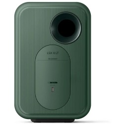 KEF LSX II LT Sage Green — detalle del lateral acanalado