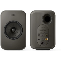 KEF LSX II LT Graphite Grey — altavoz individual, vista trasera con conexiones