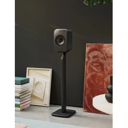 KEF LSX II LT Graphite Grey — junto a discos de vinilo, ambiente