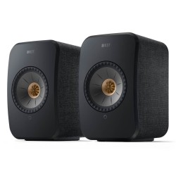 KEF LSX II Carbon Black — par de altavoces activos inalámbricos, vista frontal | Stella AV