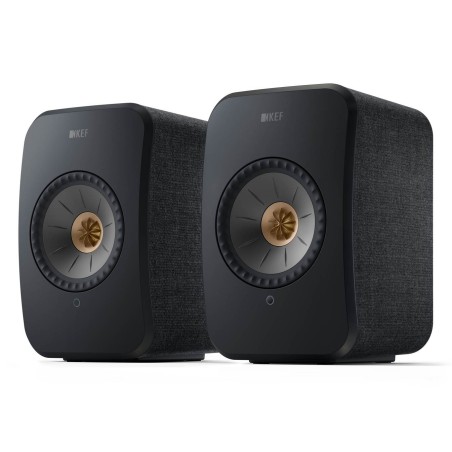 KEF LSX II Carbon Black — par de altavoces activos inalámbricos, vista frontal | Stella AV