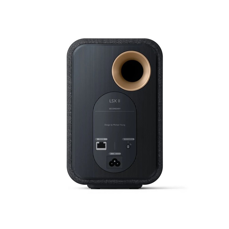 KEF LSX II Carbon Black — altavoz individual, vista lateral