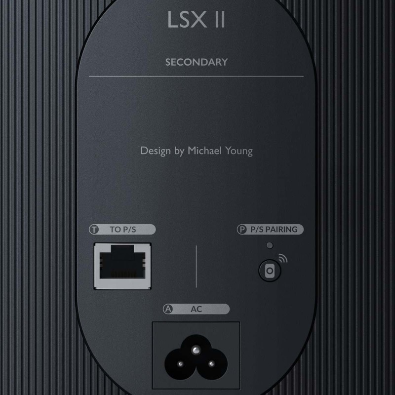 KEF LSX II Carbon Black — panel trasero completo