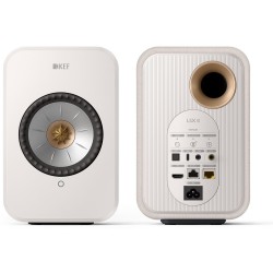 KEF LSX II Cotton White — altavoz individual, vista lateral