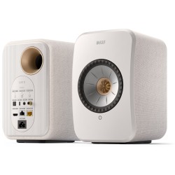 KEF LSX II Cotton White — par de altavoces, vista frontal