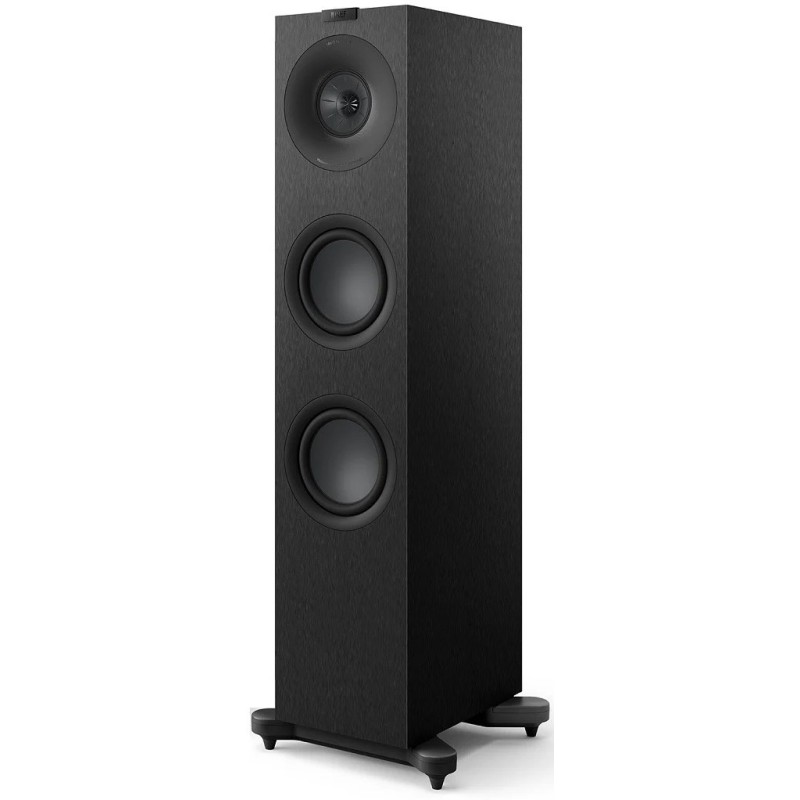 KEF Q7 Meta Negro satinado — detalle del Uni-Q y los dos woofers de 6,5"