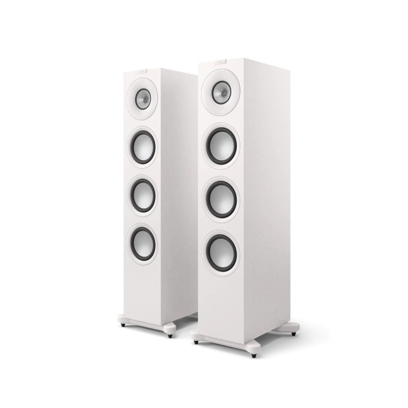 KEF Q11 Meta Blanco satinado — par de altavoces de suelo con triple woofer, vista frontal | Stella AV