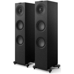 KEF Q7 Meta Negro satinado — par de altavoces de suelo de 3 vías, vista frontal | Stella AV
