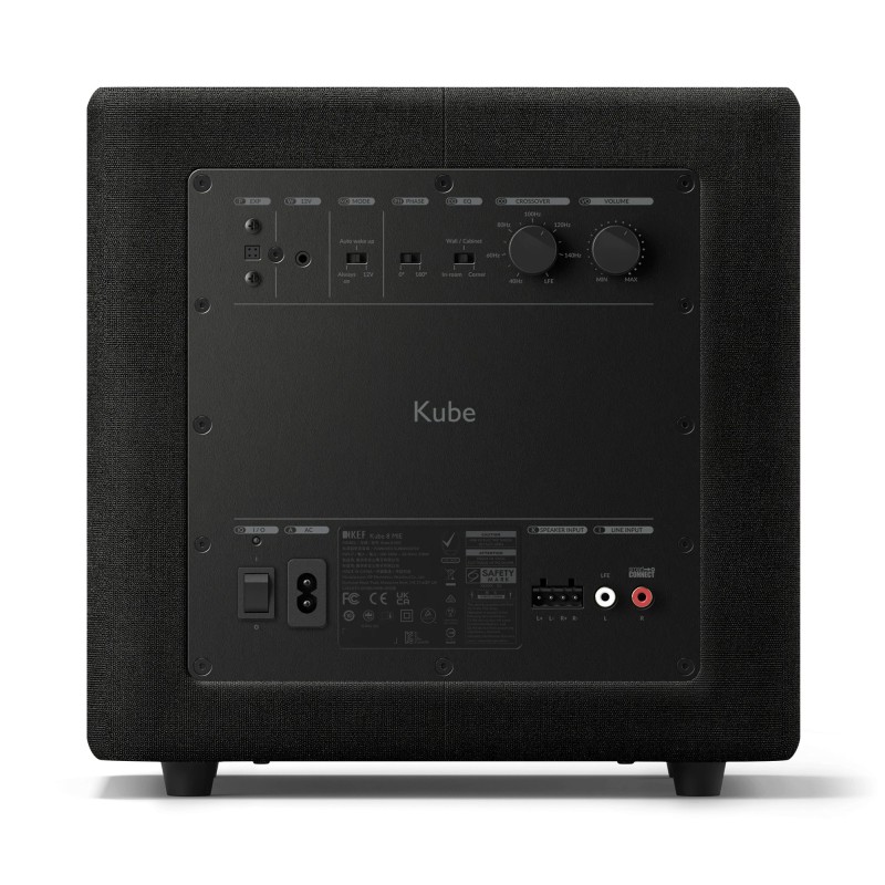 KEF Kube 8 MIE — panel trasero con entradas RCA y de altavoz