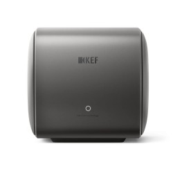 KEF KC62 Titanium — vista lateral con el logotipo
