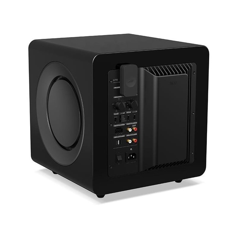 KEF KW1 RX — receptor en el panel trasero de un subwoofer