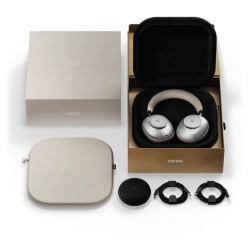 Loewe leo Moonlight Beige: auriculares con estuche rígido, funda de piel y accesorios incluidos