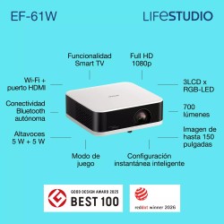 Epson EF-61W proyector portátil Full HD Google TV | Stella AV
