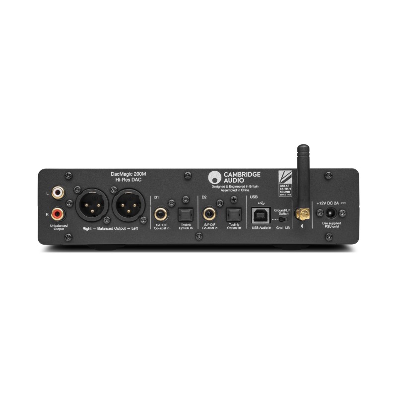 DacMagic 200M — DAC conversor digital analógico Hi-Fi — vista trasera conexiones