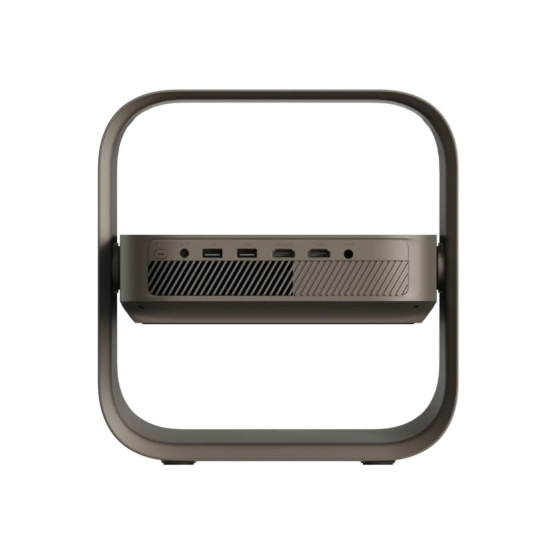 Trasera: encendido, corriente, 2 USB, 2 HDMI (una eARC) y minijack