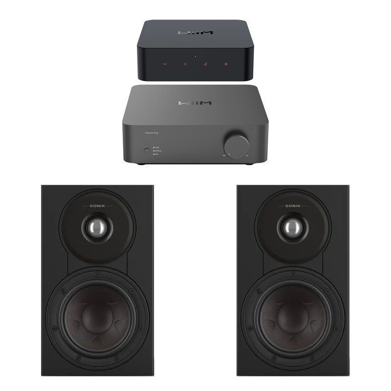 Pack WiiM Vibelink Amp + WiiM Pro + DALI Sonik 1, acabado Black Ash