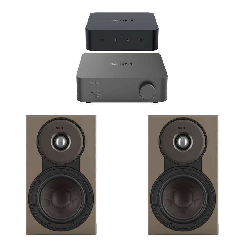 Pack WiiM Vibelink Amp + WiiM Pro + DALI Sonik 1, acabado Walnut