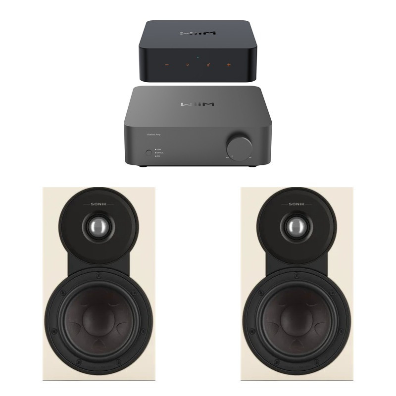 Pack WiiM Vibelink Amp + WiiM Pro + DALI Sonik 1, acabado Natural Oak