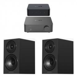 Pack WiiM Vibelink Amp + WiiM Pro + Wharfedale Diamond 12.1i, acabado All Black